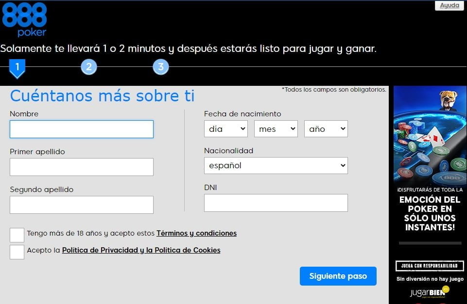 cómo registrarse en 888poker