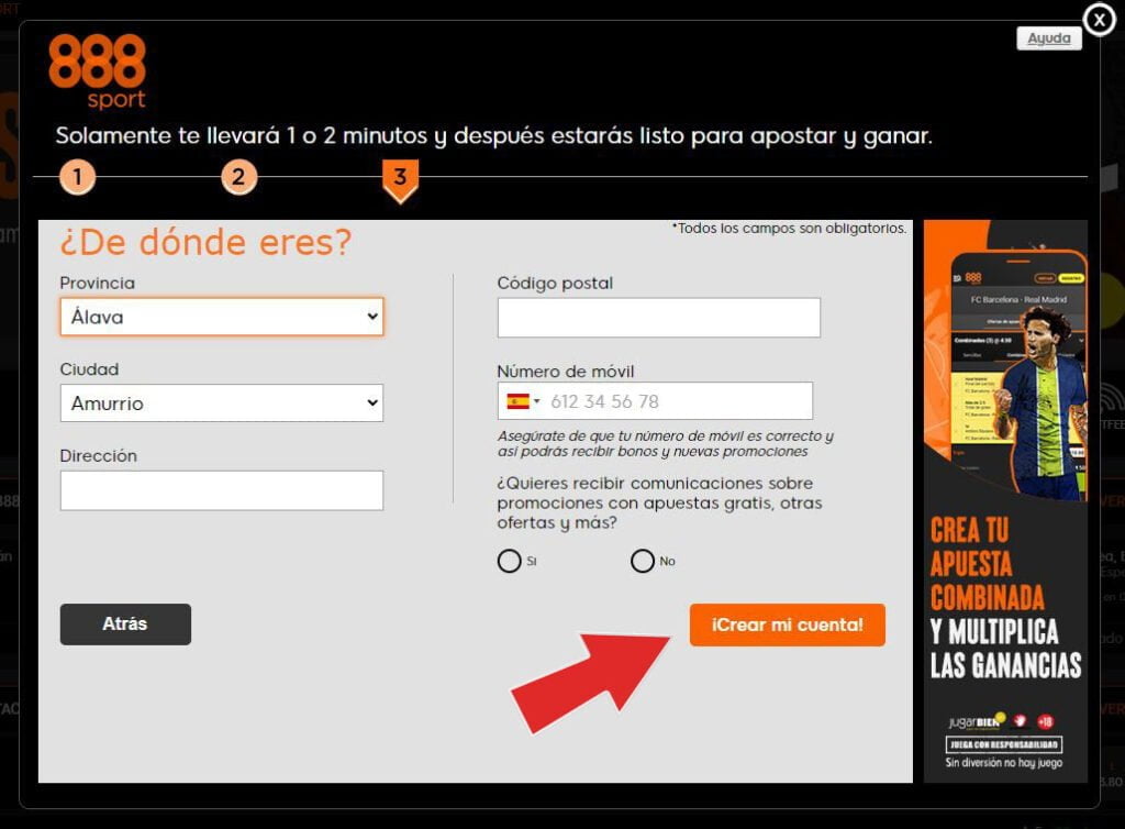 registrarse gratis 888sport