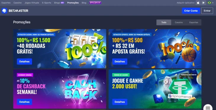 betmaster bônus esportes