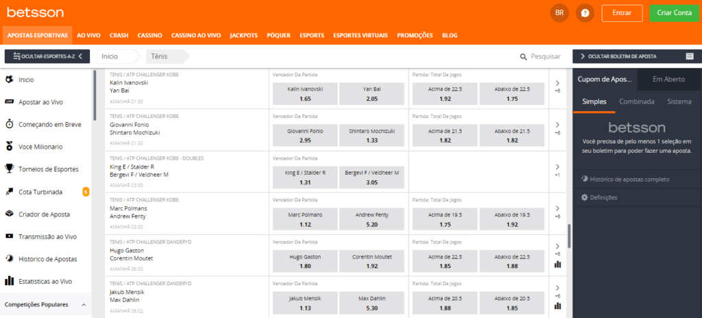 betsson oferta tenis