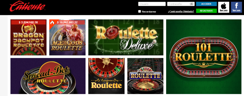caliente bono ruleta méxico