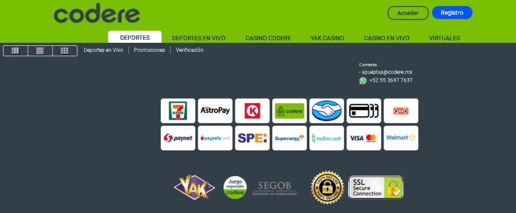 codere ingresar dinero